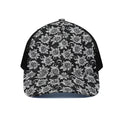 Black And White Vintage Sunflower Print Black Mesh Trucker Hat