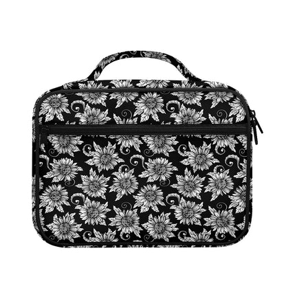 Black And White Vintage Sunflower Print Briefcase Bible Bag