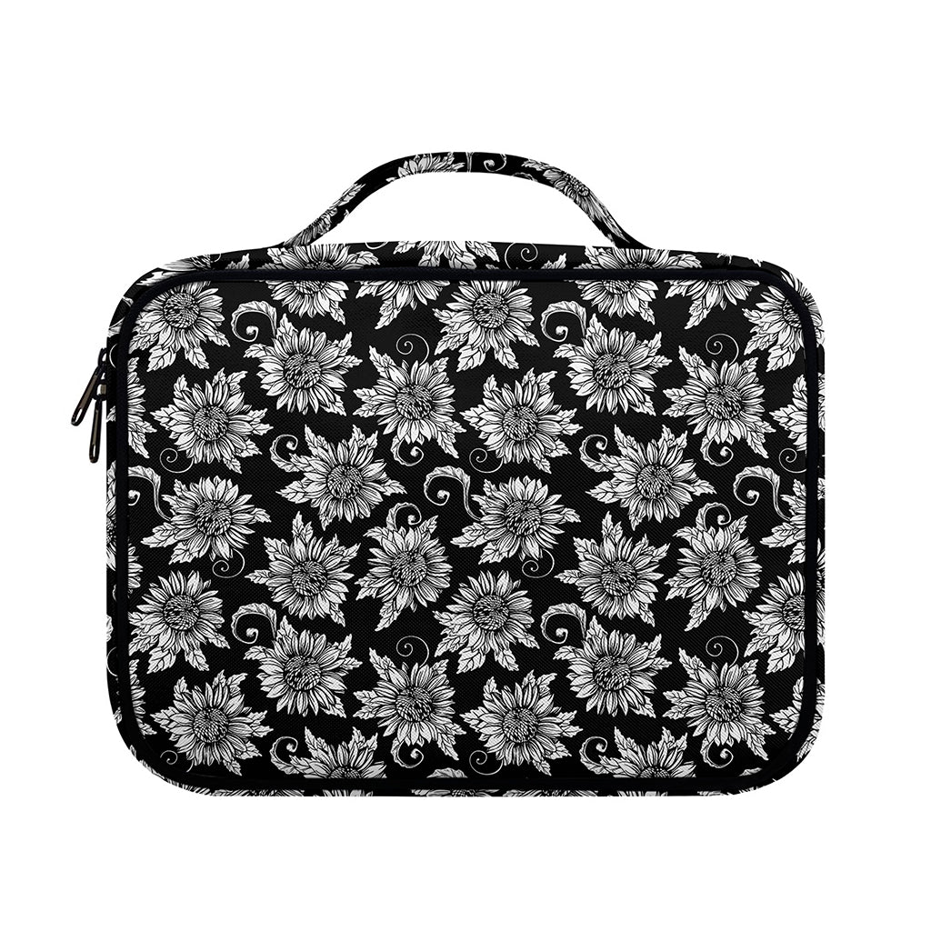 Black And White Vintage Sunflower Print Briefcase Bible Bag