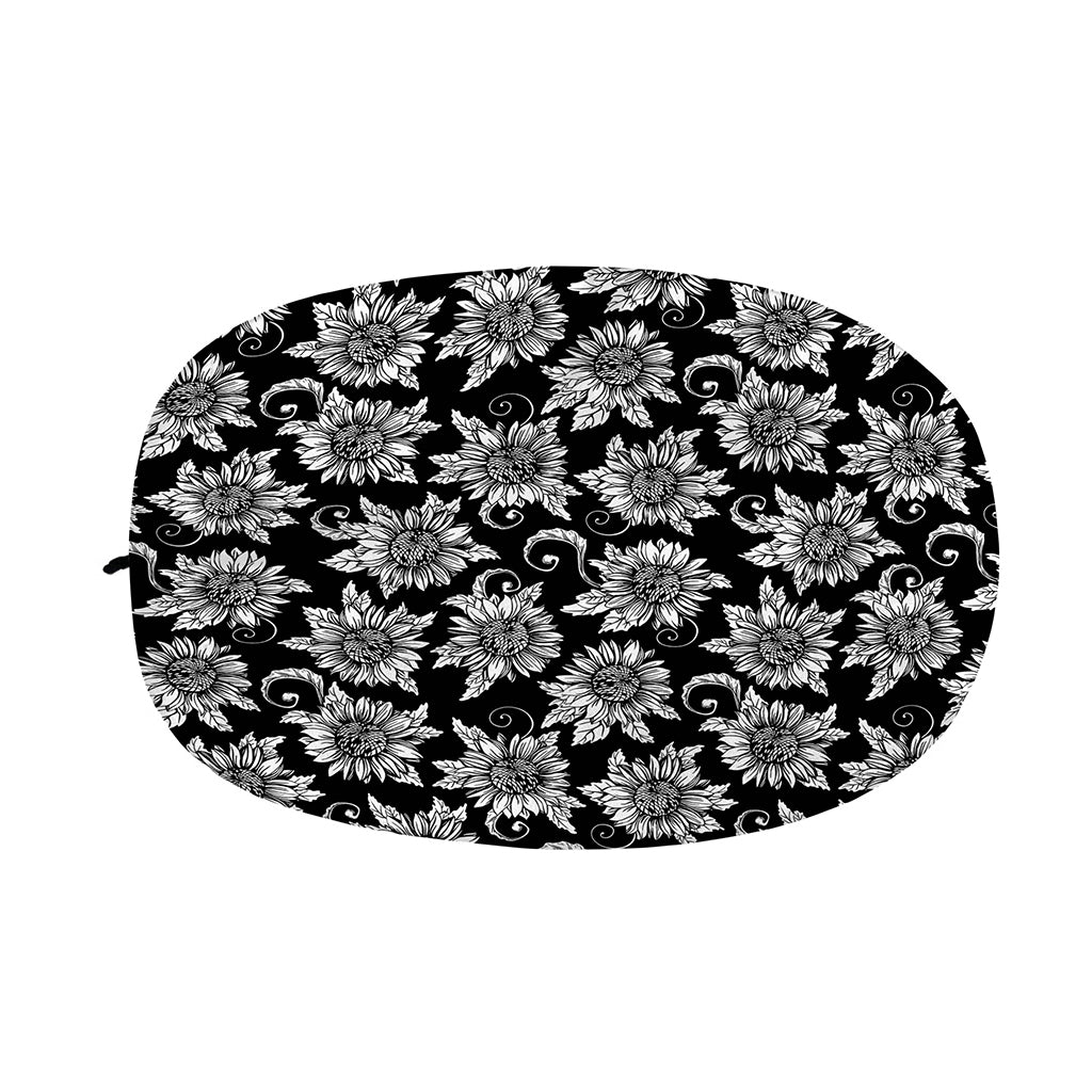Black And White Vintage Sunflower Print Car Side Mirror Covers