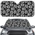 Black And White Vintage Sunflower Print Car Windshield Sun Shade