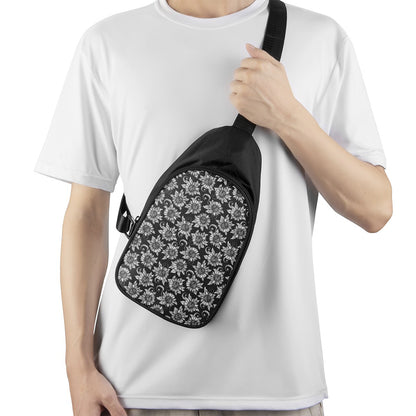 Black And White Vintage Sunflower Print Chest Bag