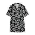 Black And White Vintage Sunflower Print Cotton Hawaiian Shirt