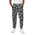 Black And White Vintage Sunflower Print Cotton Sweatpants