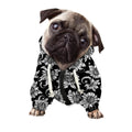 Black And White Vintage Sunflower Print Dog Zip Up Hoodie