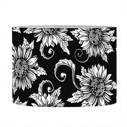 Black And White Vintage Sunflower Print Drum Lamp Shade