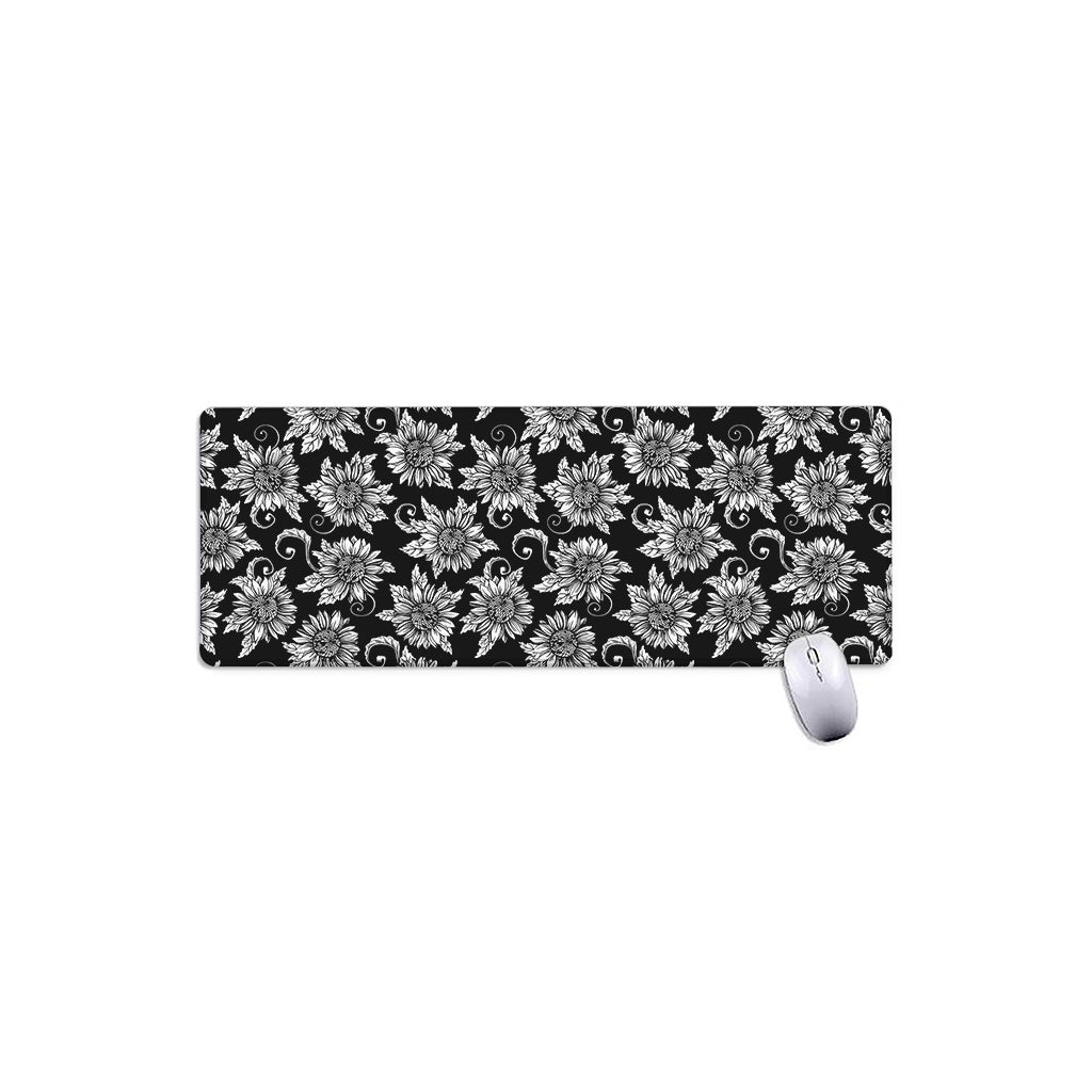 Black And White Vintage Sunflower Print Extended Mouse Pad