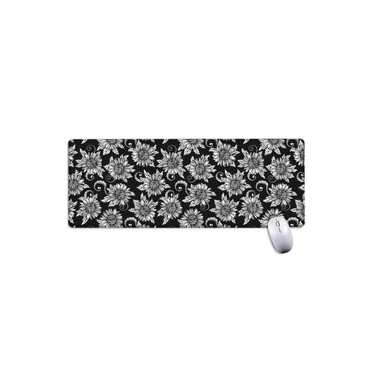 Black And White Vintage Sunflower Print Extended Mouse Pad