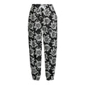Black And White Vintage Sunflower Print Fleece Lined Knit Pants