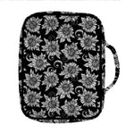 Black And White Vintage Sunflower Print Front Pocket Bible Bag