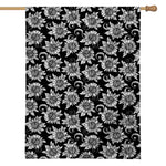 Black And White Vintage Sunflower Print House Flag