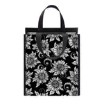 Black And White Vintage Sunflower Print Insulated Lunch Tote