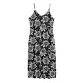 Black And White Vintage Sunflower Print Jersey Midi Cami Dress