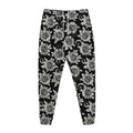 Black And White Vintage Sunflower Print Jogger Pants