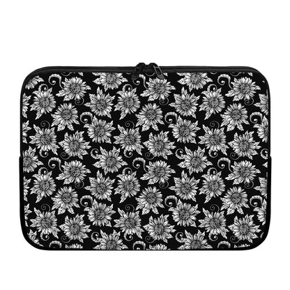 Black And White Vintage Sunflower Print Laptop Sleeve