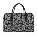 Black And White Vintage Sunflower Print Leather Duffel Bag