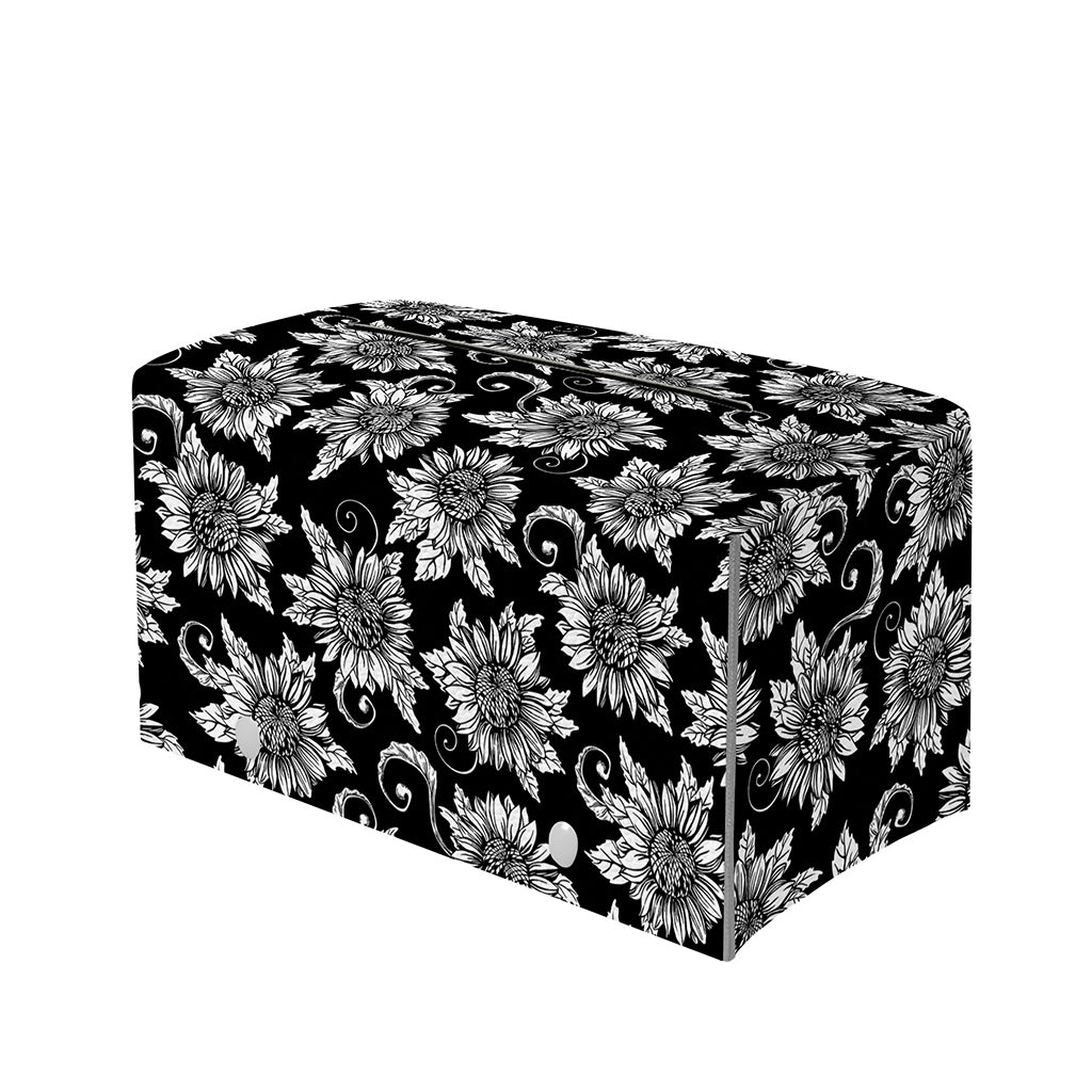 Black And White Vintage Sunflower Print Leather Tissue Box Cover