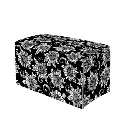 Black And White Vintage Sunflower Print Leather Tissue Box Cover
