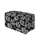 Black And White Vintage Sunflower Print Leather Tissue Box Cover