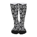 Black And White Vintage Sunflower Print Long Socks