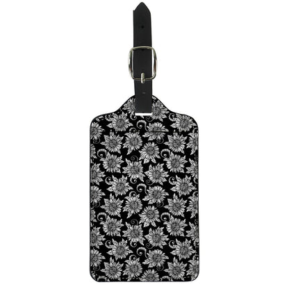 Black And White Vintage Sunflower Print Luggage Tag