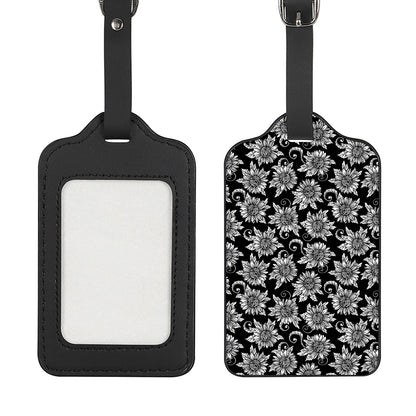 Black And White Vintage Sunflower Print Luggage Tag