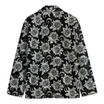 Black And White Vintage Sunflower Print Men's Blazer