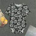 Black And White Vintage Sunflower Print Men's Bodysuit