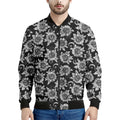Black And White Vintage Sunflower Print Men's Bomber Jacket