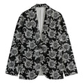 Black And White Vintage Sunflower Print Men's Cotton Blazer