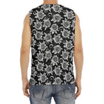 Black And White Vintage Sunflower Print Men's Fitness Tank Top