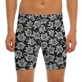 Black And White Vintage Sunflower Print Men's Long Boxer Briefs