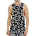 Black And White Vintage Sunflower Print Men's Muscle Tank Top
