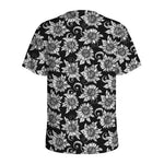 Black And White Vintage Sunflower Print Men's Sports T-Shirt