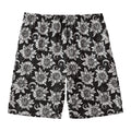 Black And White Vintage Sunflower Print Men's Swim Trunks