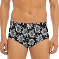 Black And White Vintage Sunflower Print Men's Triangle Swim Briefs