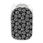 Black And White Vintage Sunflower Print Mesh Laundry Hamper