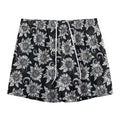 Black And White Vintage Sunflower Print Mesh Shorts