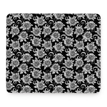 Black And White Vintage Sunflower Print Mouse Pad