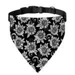 Black And White Vintage Sunflower Print Over The Collar Dog Bandana