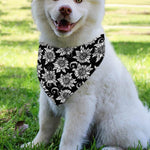 Black And White Vintage Sunflower Print Over The Collar Dog Bandana