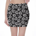 Black And White Vintage Sunflower Print Pencil Mini Skirt