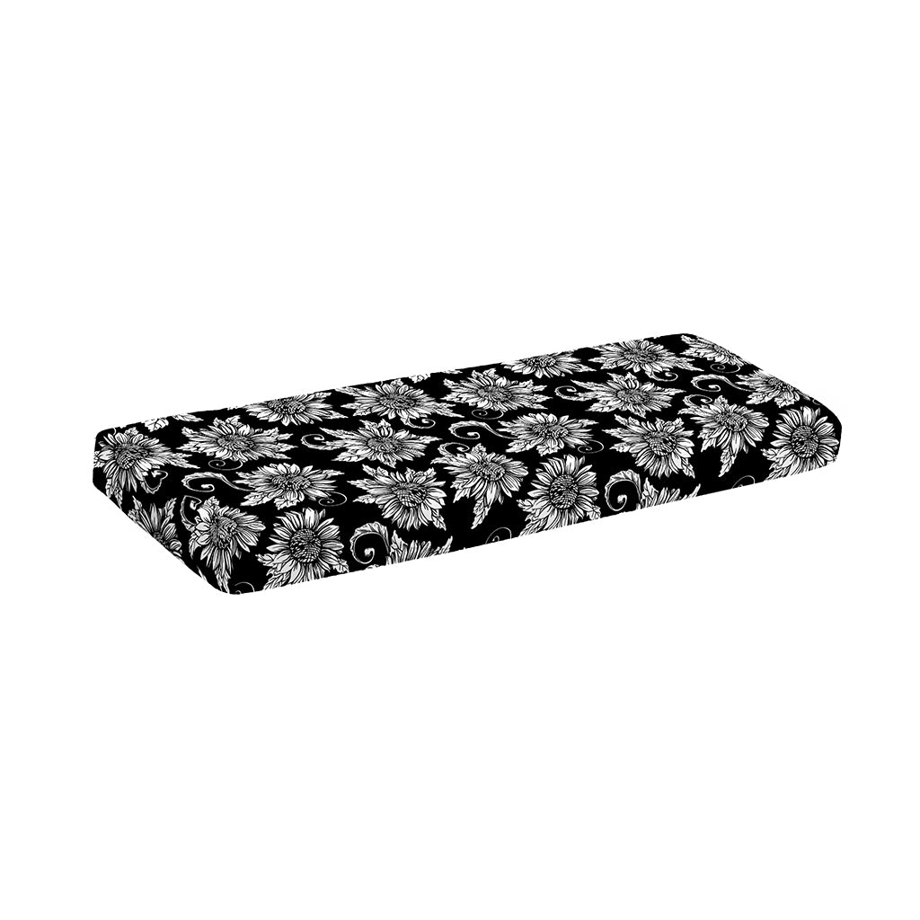 Black And White Vintage Sunflower Print Piano Keyboard Cover