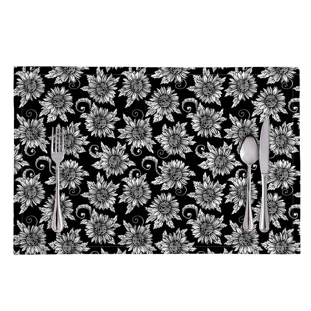 Black And White Vintage Sunflower Print Placemat