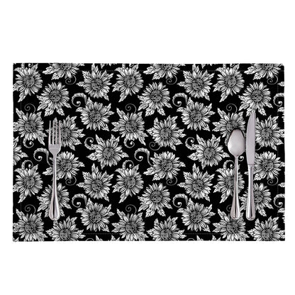 Black And White Vintage Sunflower Print Placemat