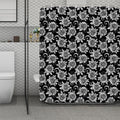Black And White Vintage Sunflower Print Polyester Shower Curtain