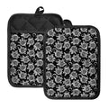 Black And White Vintage Sunflower Print Pot Holders With Pocket