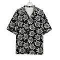Black And White Vintage Sunflower Print Rayon Hawaiian Shirt