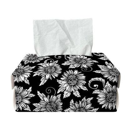 Black And White Vintage Sunflower Print Rectangle Tissue Box Cover