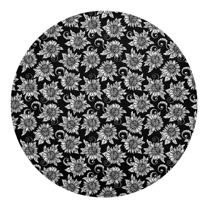 Black And White Vintage Sunflower Print Round Blanket